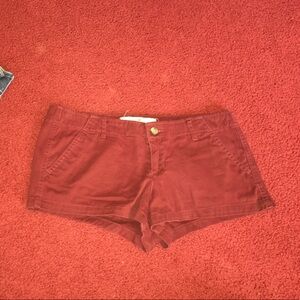 Hollister Maroon Women's Cotton Shorts